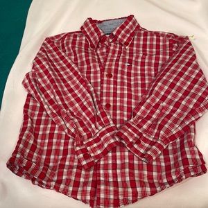 Tommy‎ Hilfiger Boys Size 5 Long Sleeve Button Down shirt red white striped